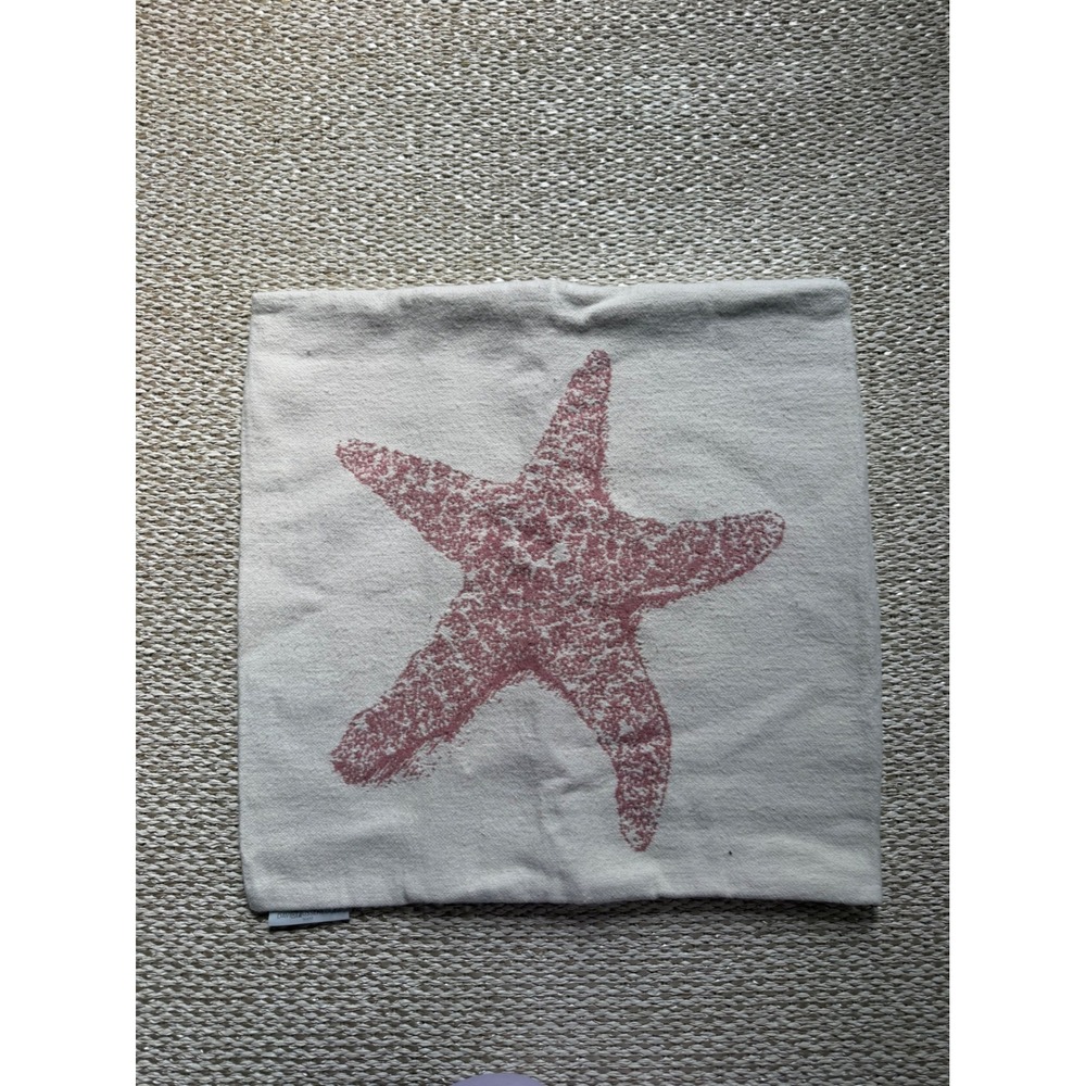 David Fussenegger Starfish Woven Pillow Cover Cream Mauve Coastal 20x20‎ beachy
